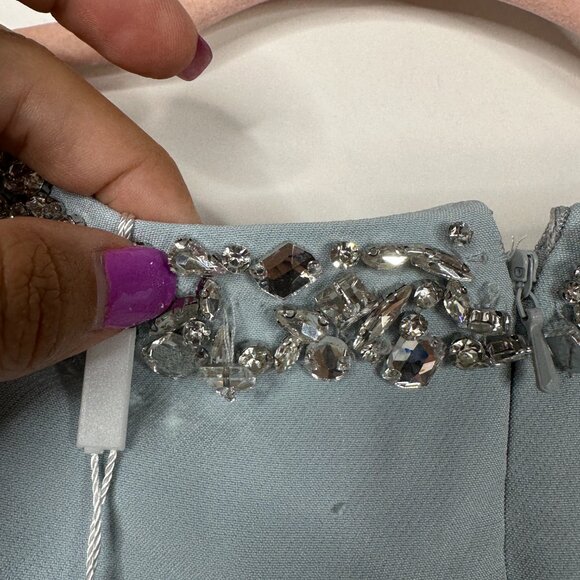 FLAW - NWT Mac Duggal Embellished A-Line Cocktail Dress Seafoam Medium #9867 - Picture 9 of 12